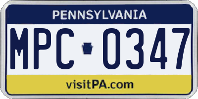 PA license plate MPC0347