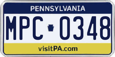 PA license plate MPC0348