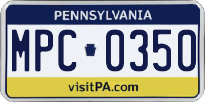PA license plate MPC0350
