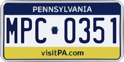 PA license plate MPC0351