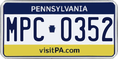 PA license plate MPC0352