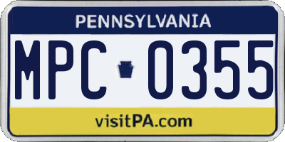 PA license plate MPC0355