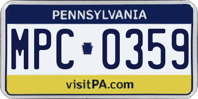 PA license plate MPC0359