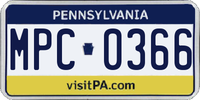 PA license plate MPC0366