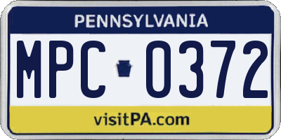 PA license plate MPC0372