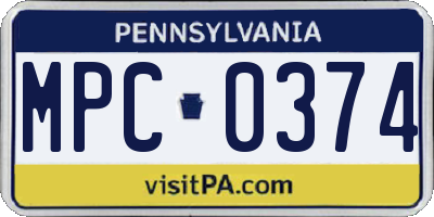 PA license plate MPC0374