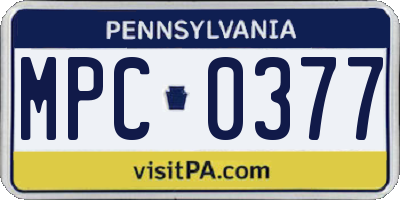 PA license plate MPC0377