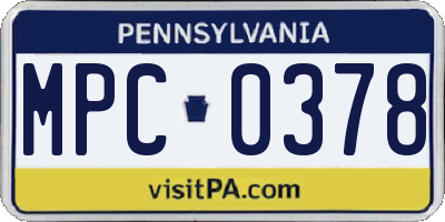 PA license plate MPC0378