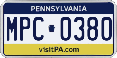 PA license plate MPC0380