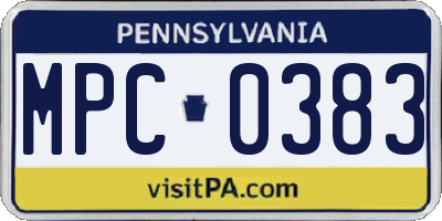 PA license plate MPC0383