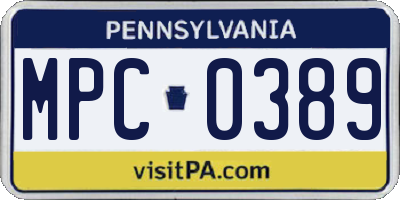 PA license plate MPC0389