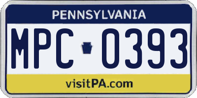 PA license plate MPC0393