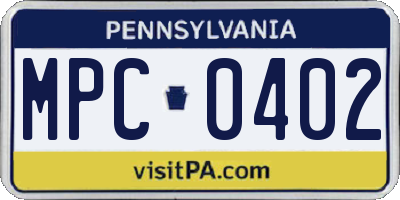 PA license plate MPC0402