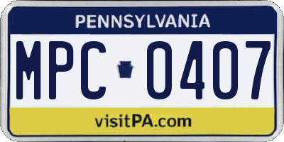 PA license plate MPC0407