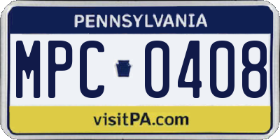 PA license plate MPC0408