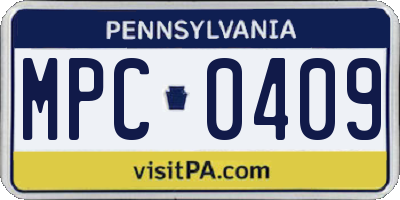 PA license plate MPC0409