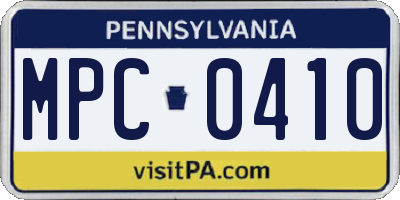 PA license plate MPC0410