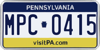 PA license plate MPC0415