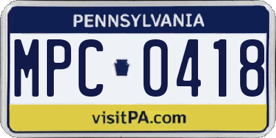PA license plate MPC0418