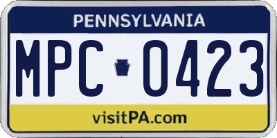 PA license plate MPC0423
