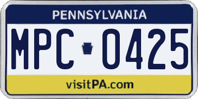 PA license plate MPC0425