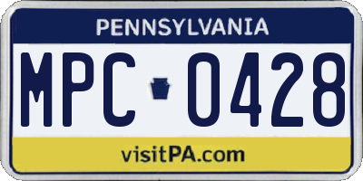 PA license plate MPC0428