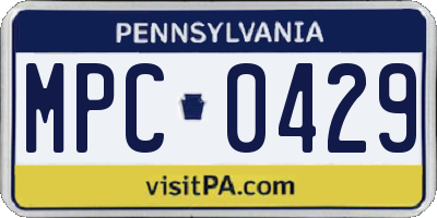 PA license plate MPC0429