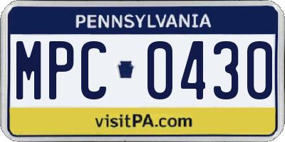 PA license plate MPC0430