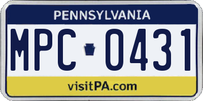 PA license plate MPC0431