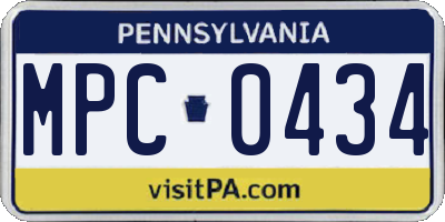PA license plate MPC0434