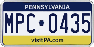 PA license plate MPC0435