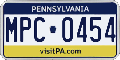 PA license plate MPC0454