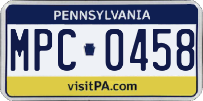 PA license plate MPC0458