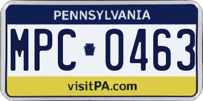 PA license plate MPC0463