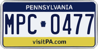 PA license plate MPC0477