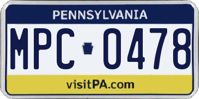 PA license plate MPC0478