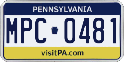 PA license plate MPC0481