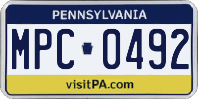 PA license plate MPC0492