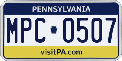 PA license plate MPC0507
