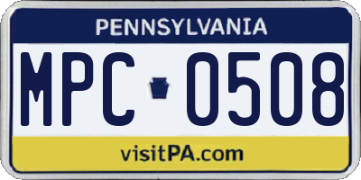 PA license plate MPC0508