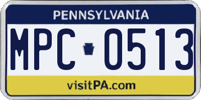 PA license plate MPC0513