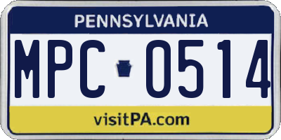 PA license plate MPC0514