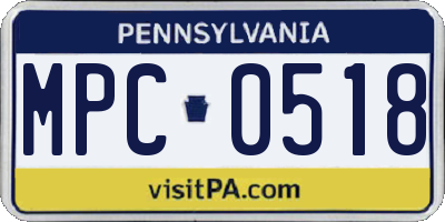 PA license plate MPC0518