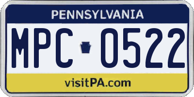 PA license plate MPC0522
