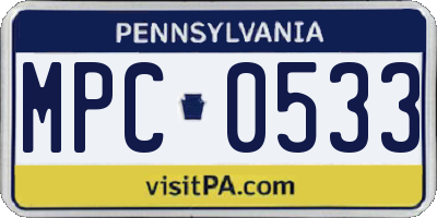 PA license plate MPC0533