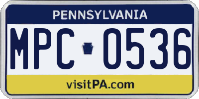 PA license plate MPC0536