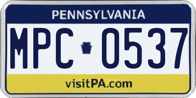 PA license plate MPC0537
