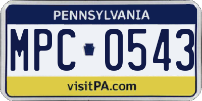 PA license plate MPC0543