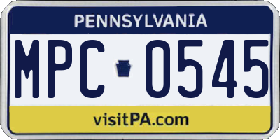 PA license plate MPC0545