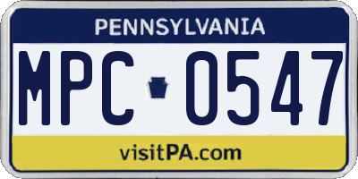 PA license plate MPC0547